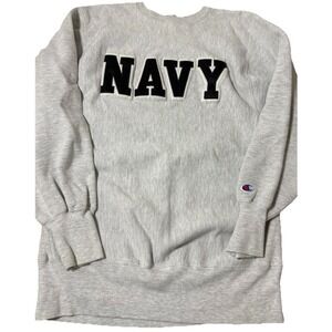 Vintage 90s Navy University Champion Reverse Weave Embroidered Spellout Mens XL